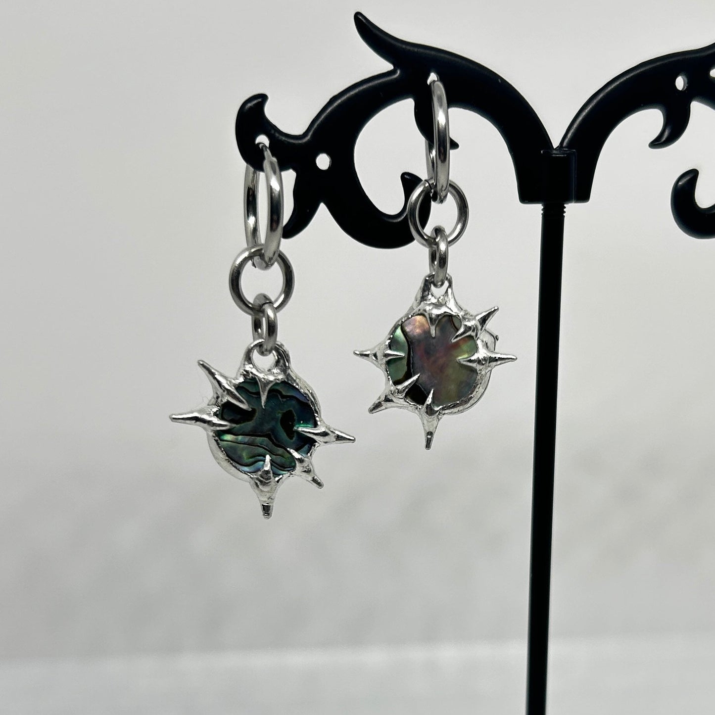 Abalone Soft Soldered Spiky
Stainless Steel earrings