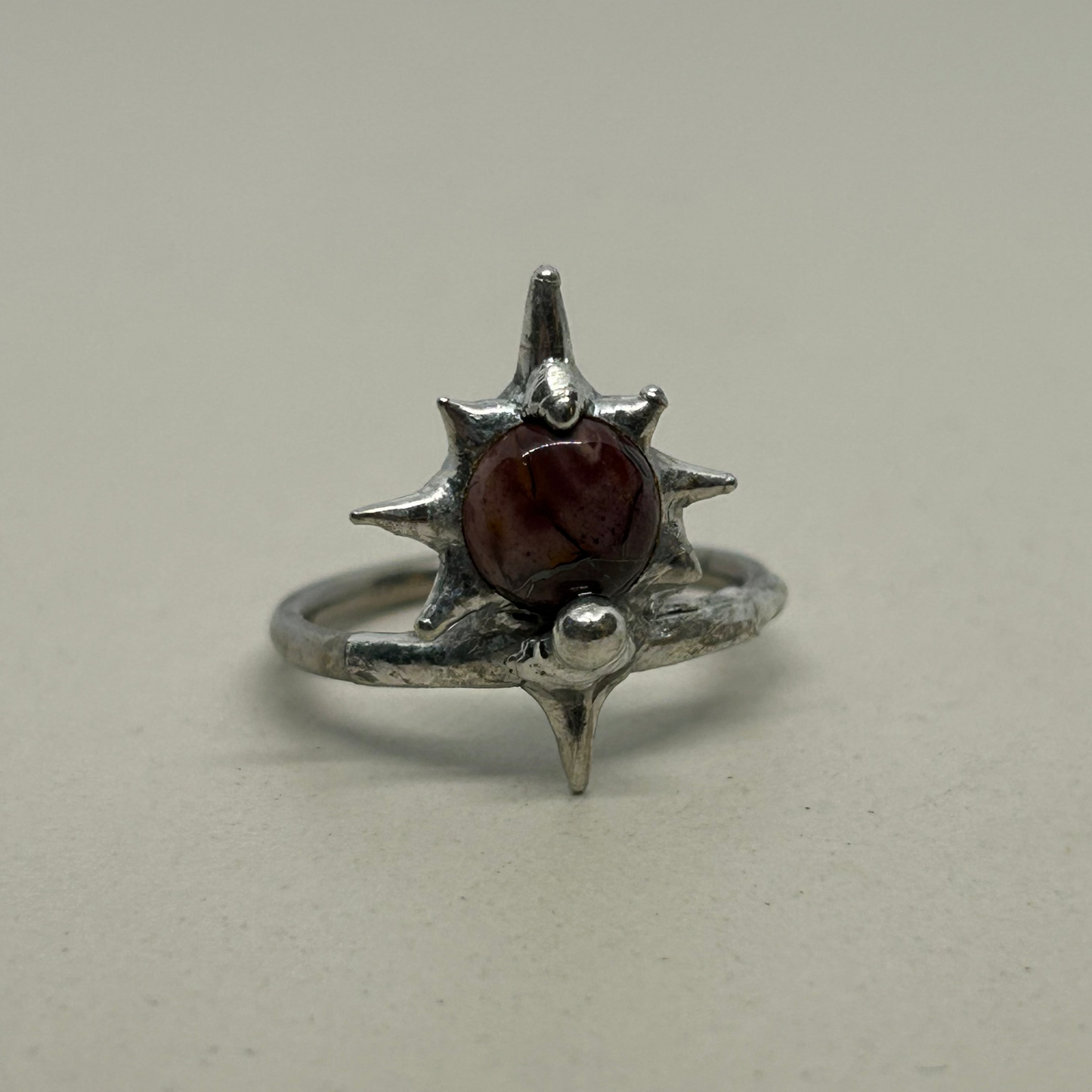 Pink Jasper Spiky Star
Stainless Steel Soft Soldered Ring