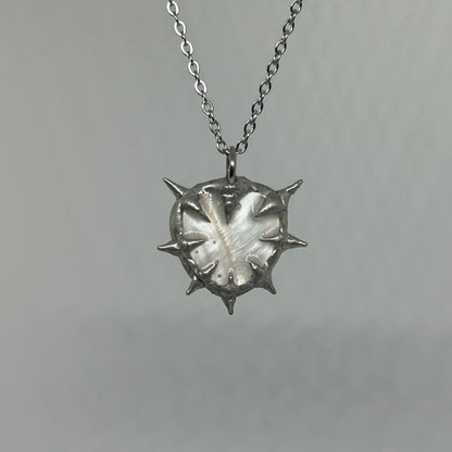 Shiny White Heart Spiky  Stainless Steel Necklace
