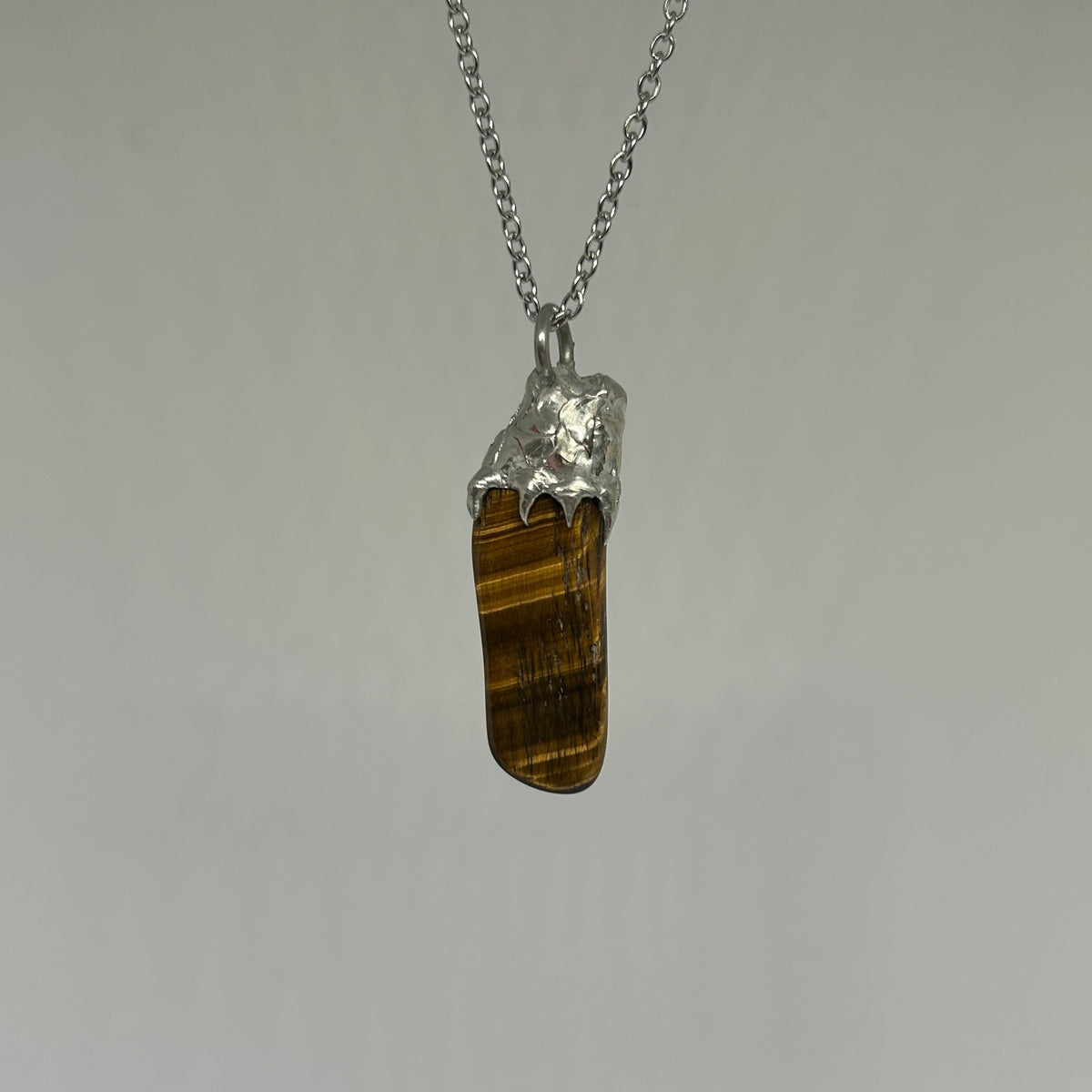 Tigers Eye Spiky  Stainless Steel Soft Soldered Necklace
