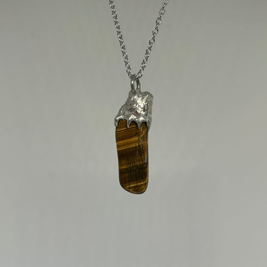Tigers Eye Spiky  Stainless Steel Soft Soldered Necklace