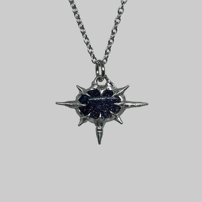Sparkly Blue Star Spiky  Stainless Steel Soft Soldered Necklace