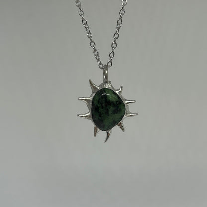 Ruby in Zoisite Spiky  Stainless Steel Soft Soldered Necklace