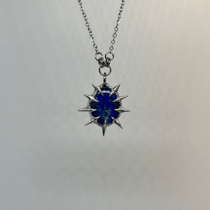 Lapis Fixed Spiky  Stainless Steel Necklace
