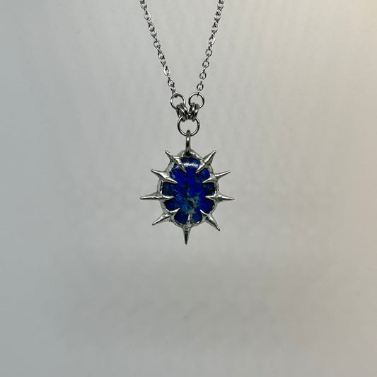 Lapis Fixed Spiky  Stainless Steel Necklace