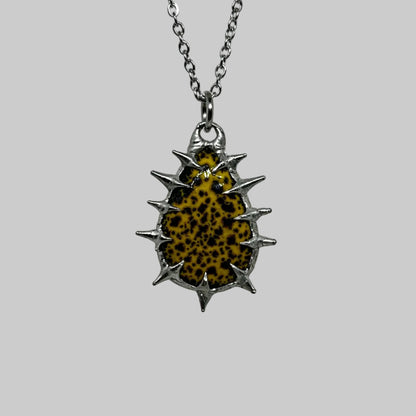 Yellow with Black Spots Ceramic Spiky  Stainless Steel Soft Soldered Necklace