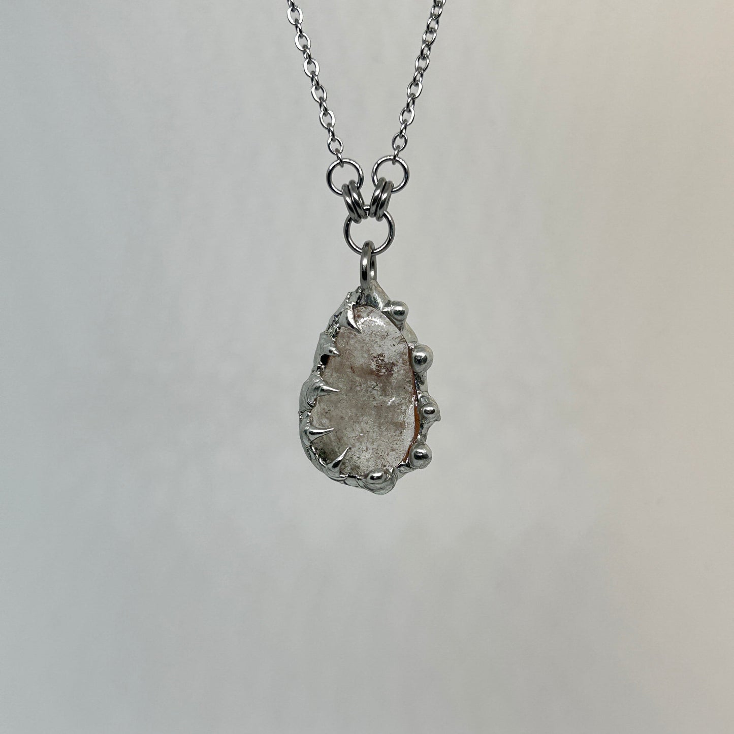 Garden Quartz Fixed Spiky  Stainless Steel Necklace