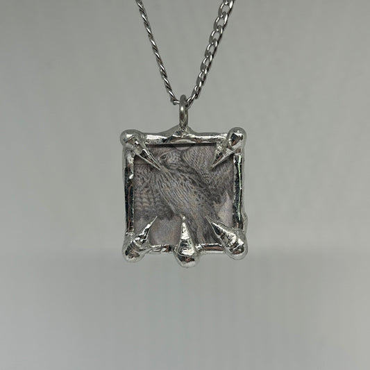 Hawk Magazine Clipping Spiky  Stainless Steel Soft Soldered Necklace