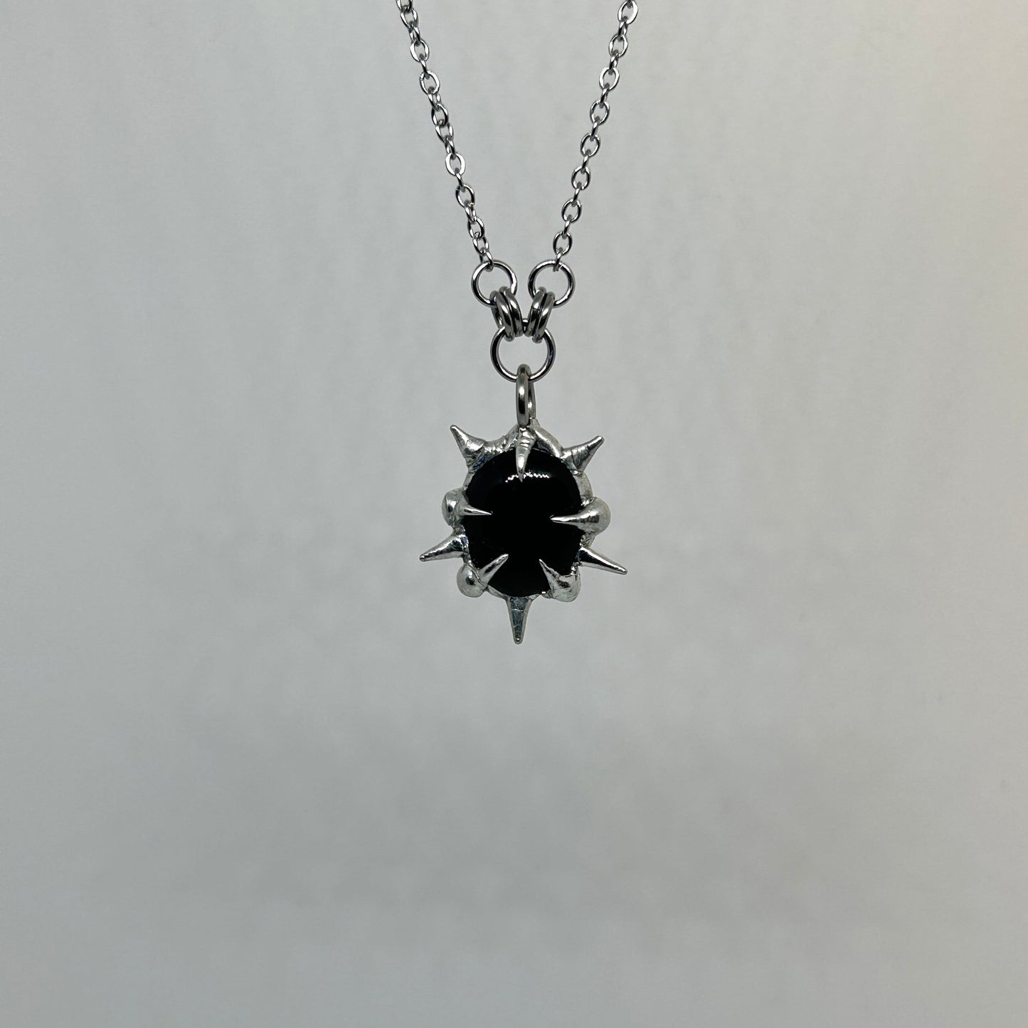 Gold Sheen Obsidian Fixed Spiky  Stainless Steel Necklace