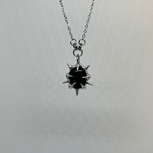 Gold Sheen Obsidian Fixed Spiky  Stainless Steel Necklace