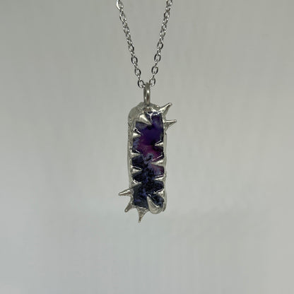 Amethyst Spiky  Stainless Steel Soft Soldered Necklace