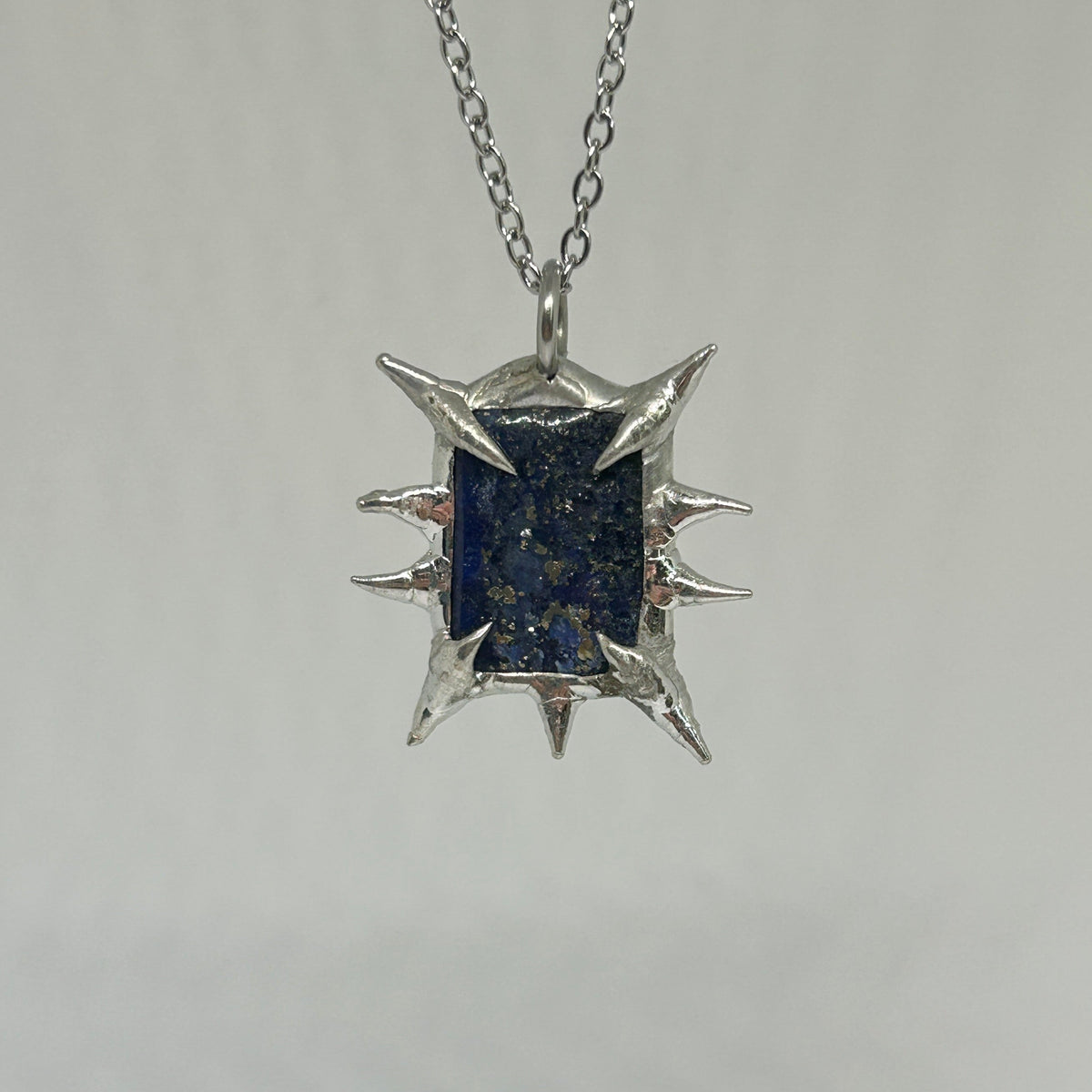 Lapis Spiky  Stainless Steel Soft Soldered Necklace