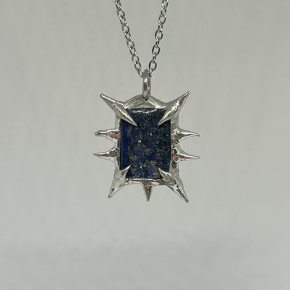 Lapis Spiky  Stainless Steel Soft Soldered Necklace
