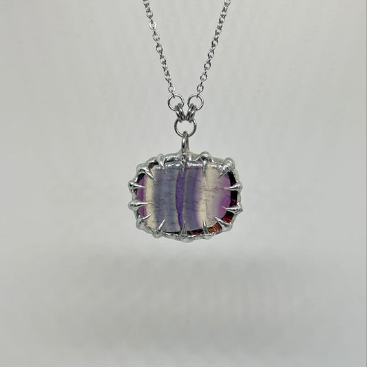 Fluorite Fixed Spiky  Stainless Steel Necklace
