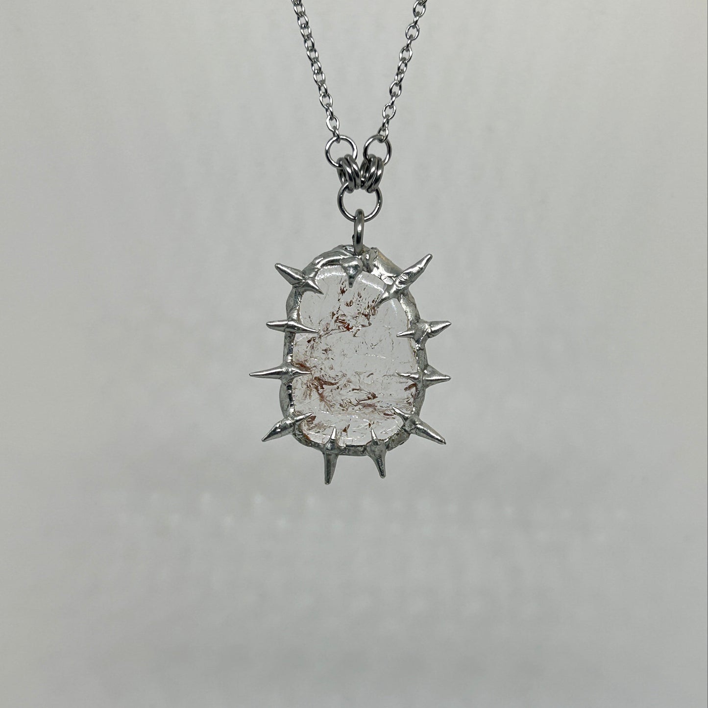 Quartz Fixed Spiky  Stainless Steel Necklace
