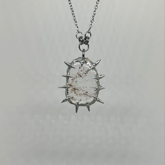 Quartz Fixed Spiky  Stainless Steel Necklace