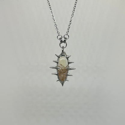 Citrine Fixed Spiky  Stainless Steel Necklace