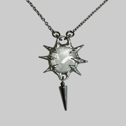 Shiny White Fixed Spiky  Stainless Steel Soft soldered Necklace with spike detail