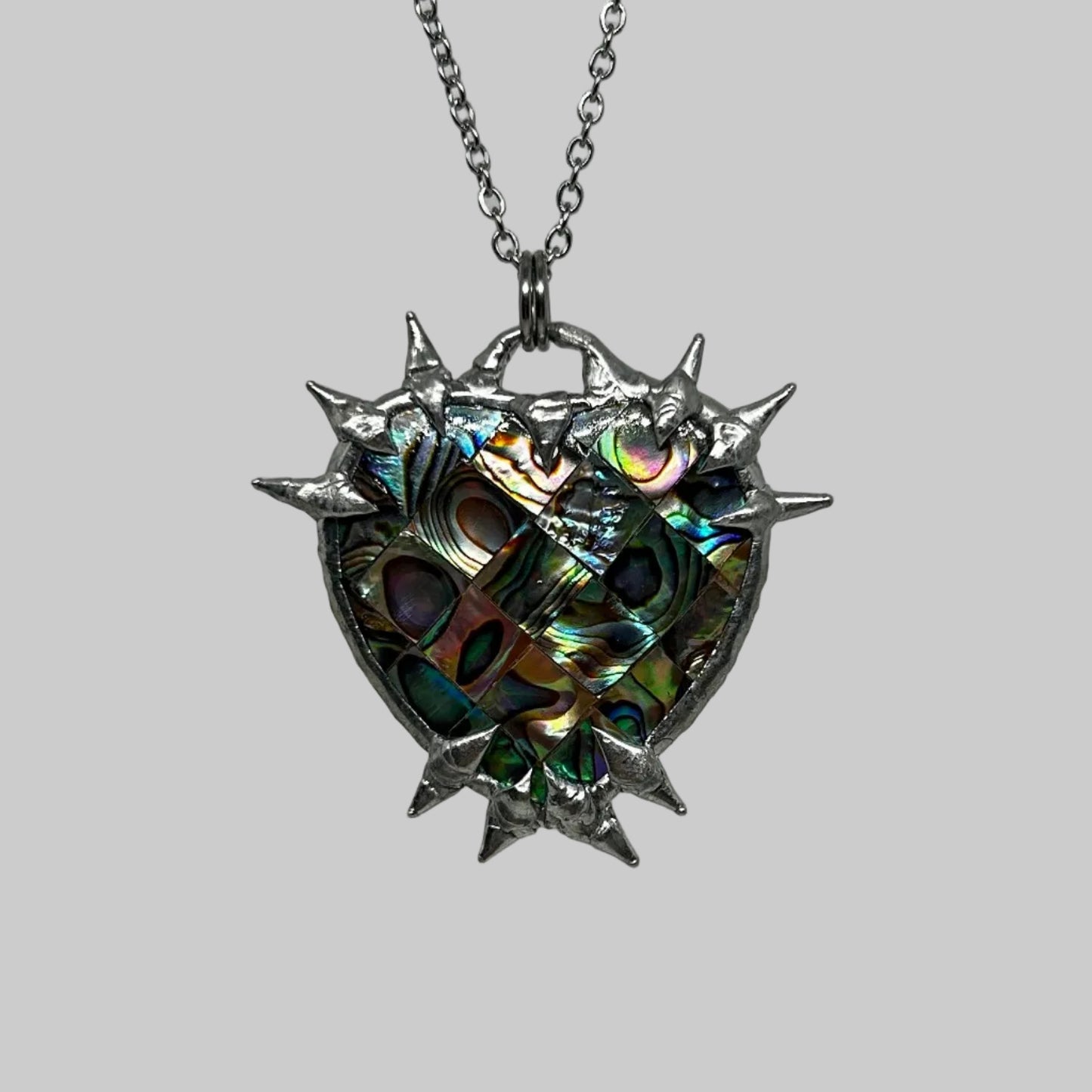 Abalone Spiky  Stainless Steel Soft Soldered Necklace