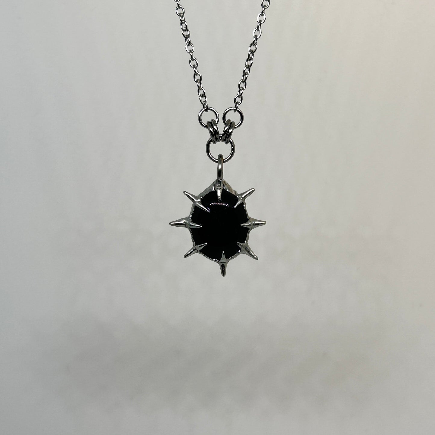 Gold Sheen Obsidian Fixed Spiky  Stainless Steel Necklace