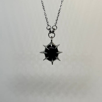 Gold Sheen Obsidian Fixed Spiky  Stainless Steel Necklace