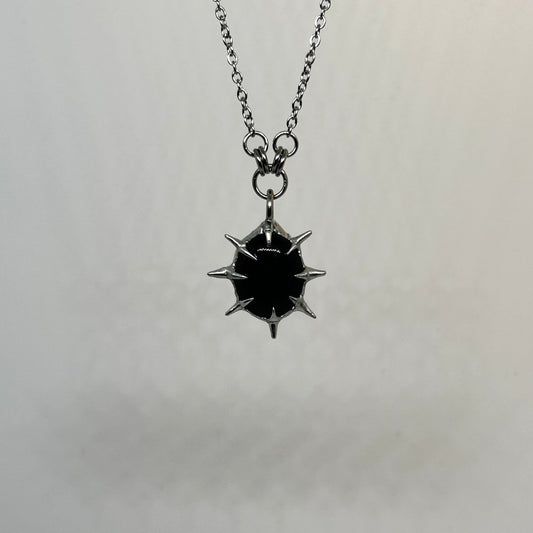 Gold Sheen Obsidian Fixed Spiky  Stainless Steel Necklace