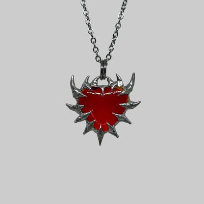 Red Heart Spiky  Stainless Steel Soft Soldered Necklace