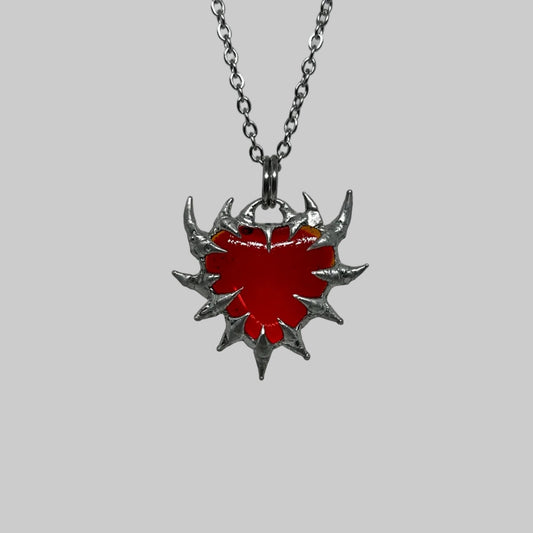 Red Heart Spiky  Stainless Steel Soft Soldered Necklace
