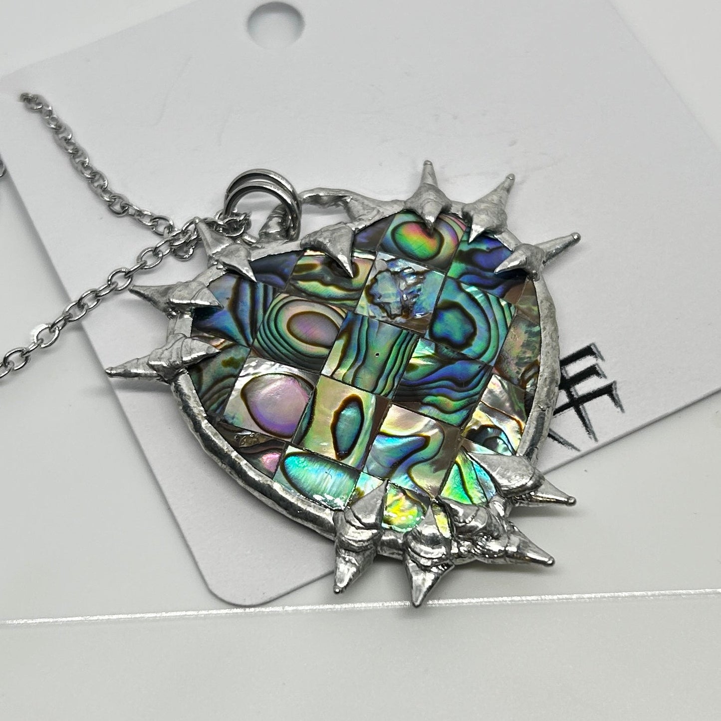 Abalone Spiky  Stainless Steel Soft Soldered Necklace