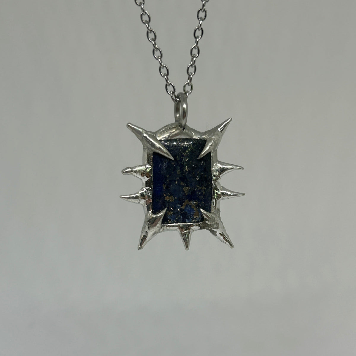 Lapis Spiky  Stainless Steel Soft Soldered Necklace
