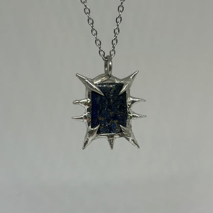 Lapis Spiky  Stainless Steel Soft Soldered Necklace