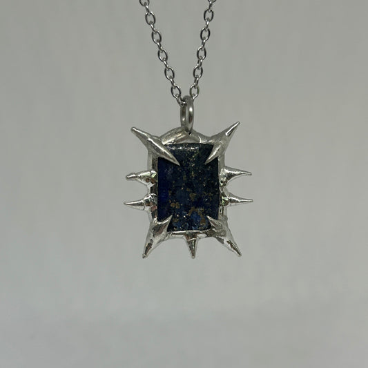 Lapis Spiky  Stainless Steel Soft Soldered Necklace