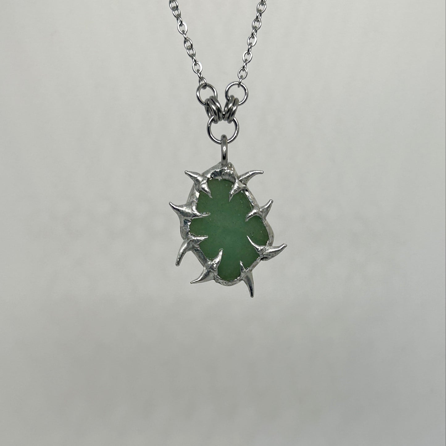 Aventurine Fixed Spiky  Stainless Steel Necklace