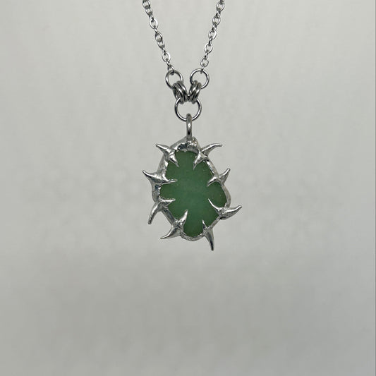 Aventurine Fixed Spiky  Stainless Steel Necklace