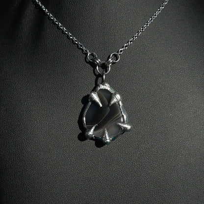 Botswana Agate Fixed Spiky  Stainless Steel Necklace