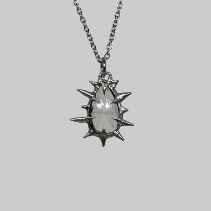 Clear Faceted Spiky  Stainless Steel Soft Soldered Necklace