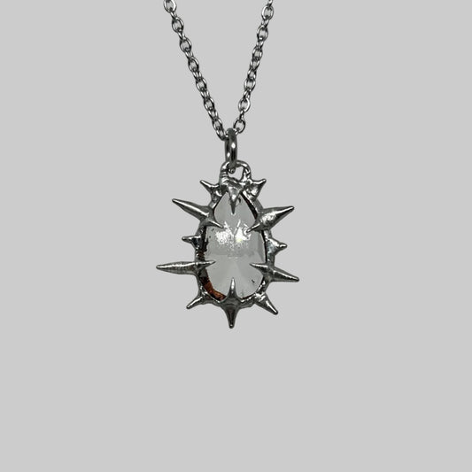 Clear Faceted Spiky  Stainless Steel Soft Soldered Necklace