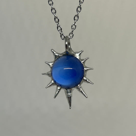 Blue Spiky  Stainless Steel Necklace