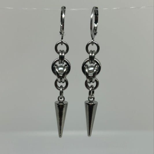 Pearly white Trapped Bead Stainless Steel Earrings
