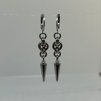 Yellow Trapped Bead Stainless Steel Earrings