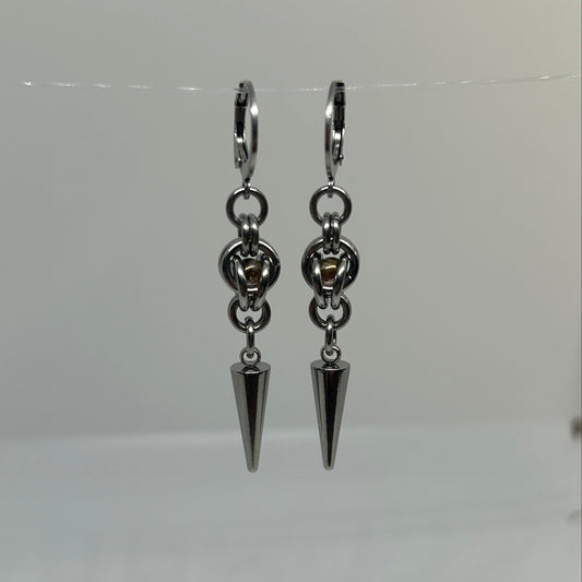 Yellow Trapped Bead Stainless Steel Earrings