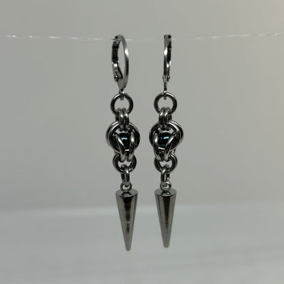 Blue Trapped Bead Stainless Steel Earrings