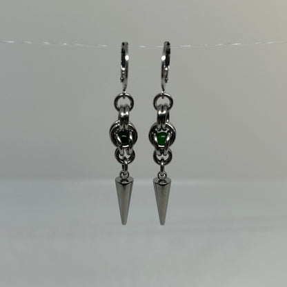 Jade Trapped Bead Stainless Steel Earrings