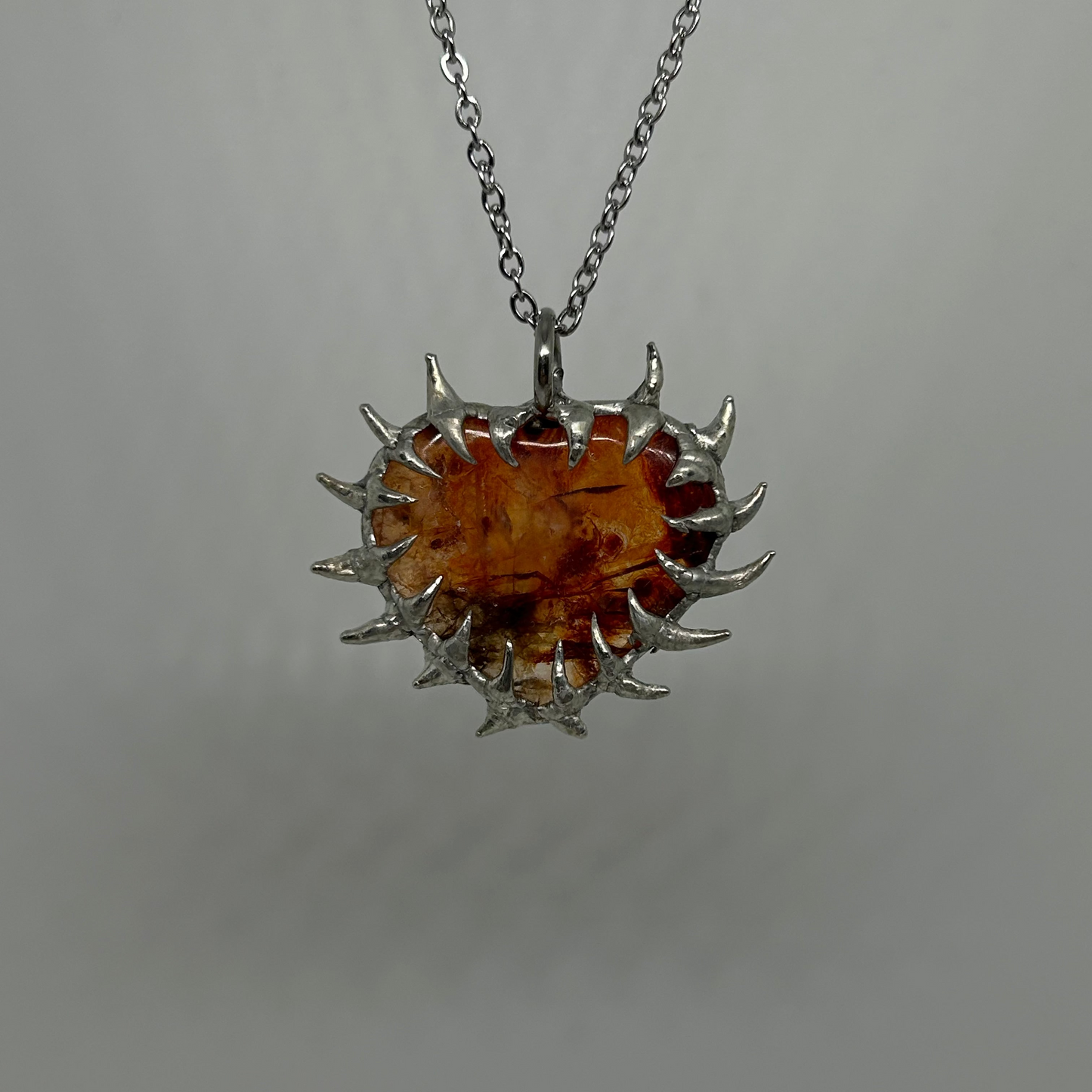  Golden Healer Heart Stainless Steel Spiky Necklace