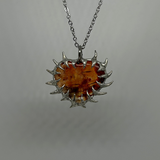  Golden Healer Heart Stainless Steel Spiky Necklace