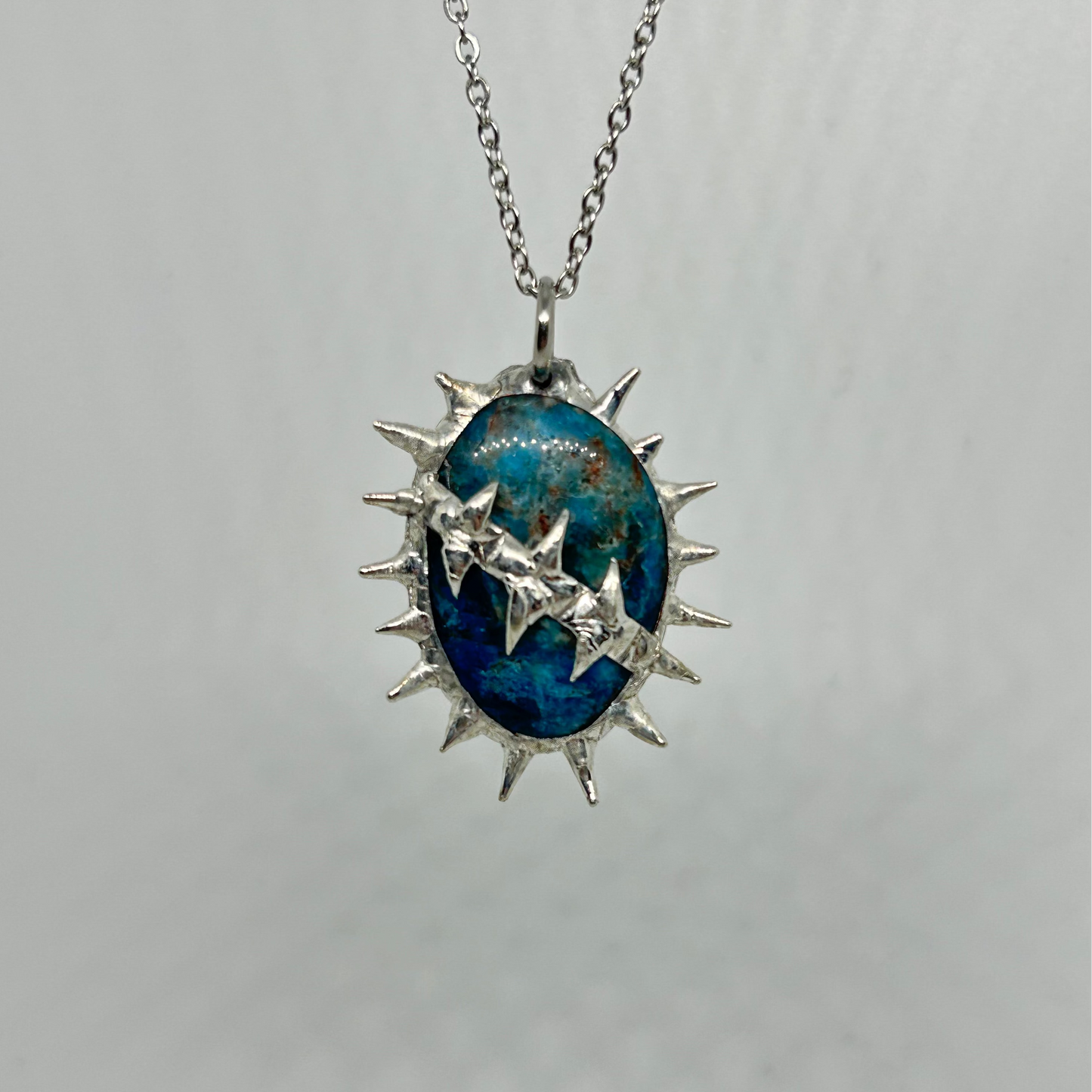 Apatite Spiky  Stainless Steel Necklace