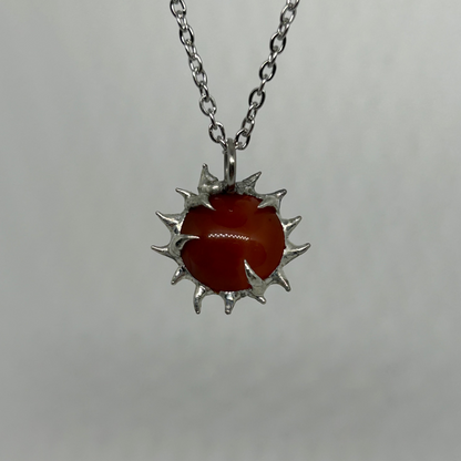 Carnelian Spiky  Stainless Steel Necklace