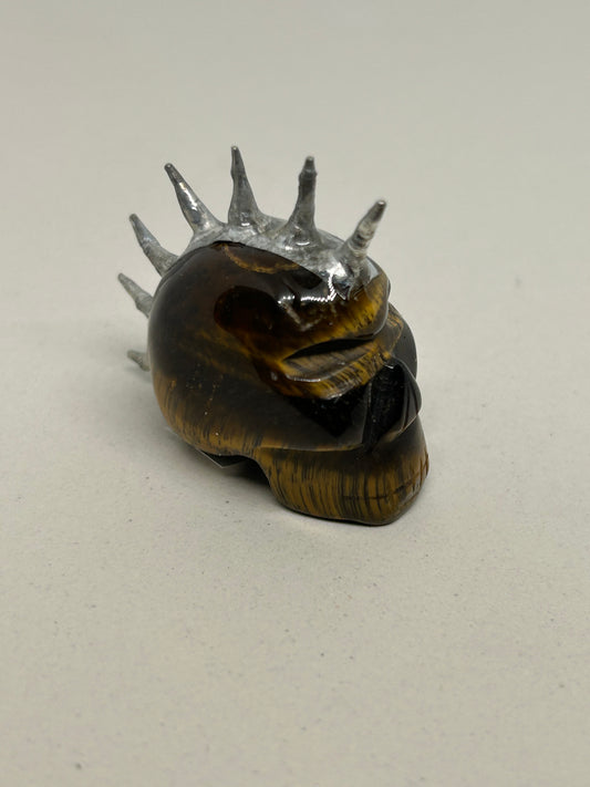 Tigers Eye Spiky Punk Skull Crystal