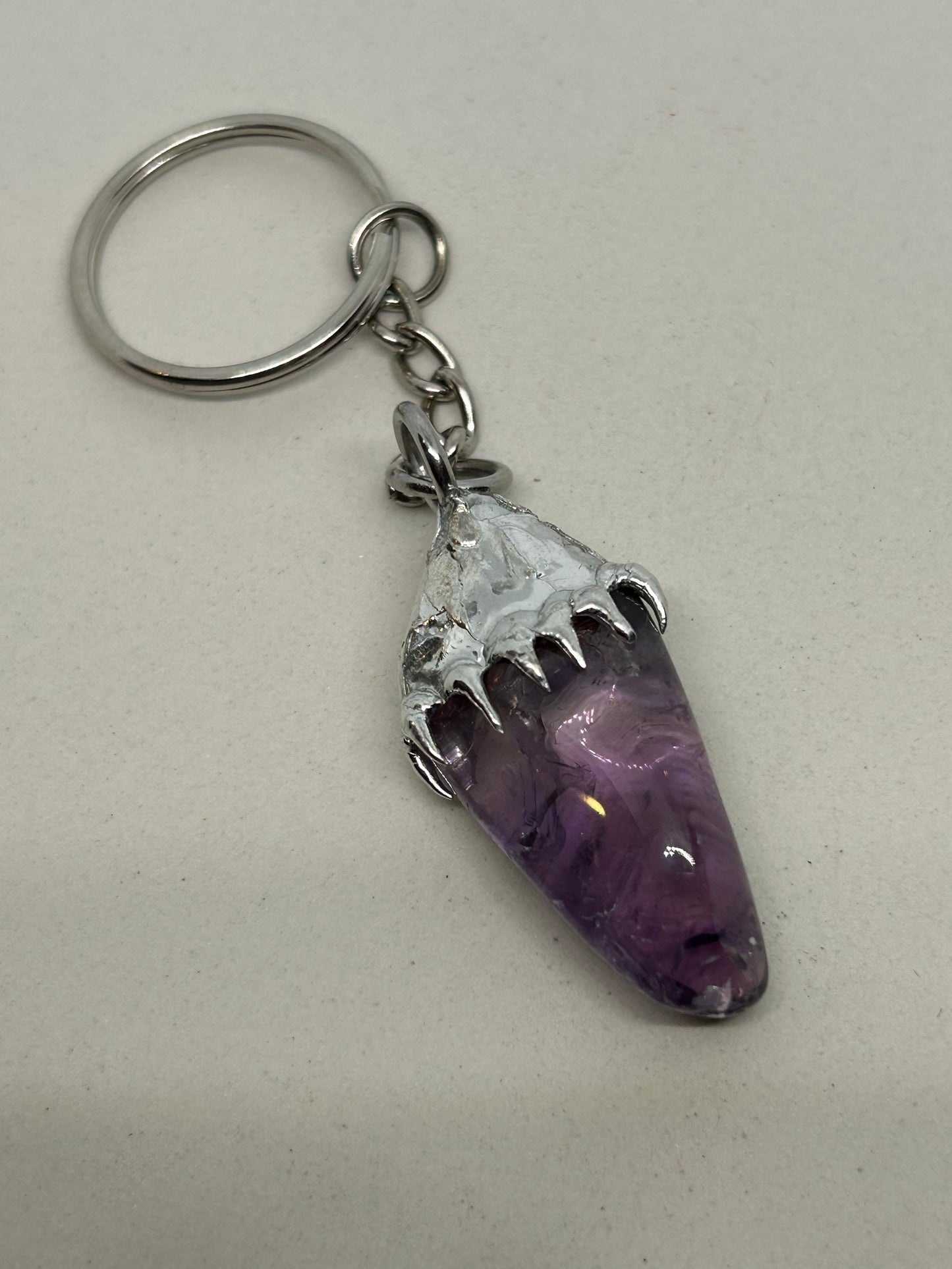 Amethyst Spiky  Stainless Steel Keychain