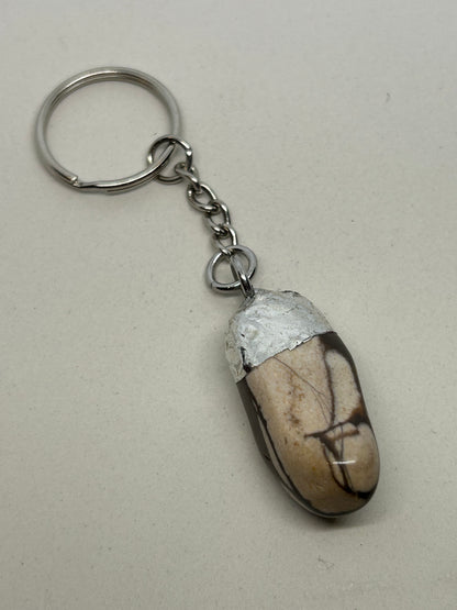 Zebra Marble  Stainless Steel Keychain